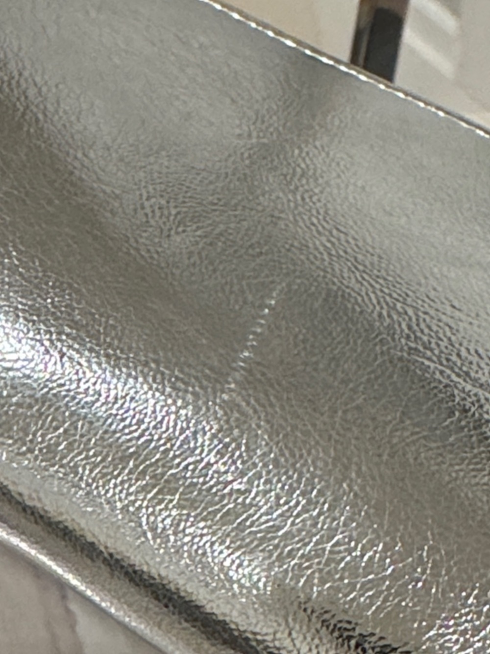 Michael Kors Jet Set Silver Metallic Leather Glitter Logo Strap Crossbody - Picture 9 of 17